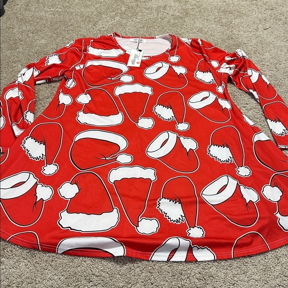 Meaneor Santa Hat Long Sleeve Dress XXL Holiday NWT - Picture 3 of 5